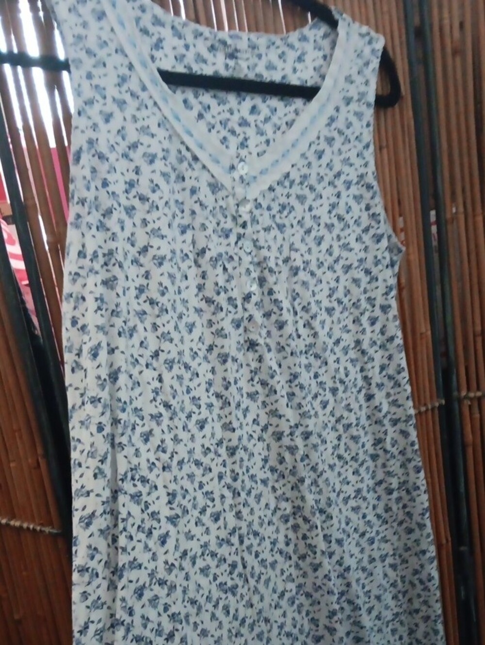 croft & barrow Cozy White & Blue Floral Midi Pajama Gown